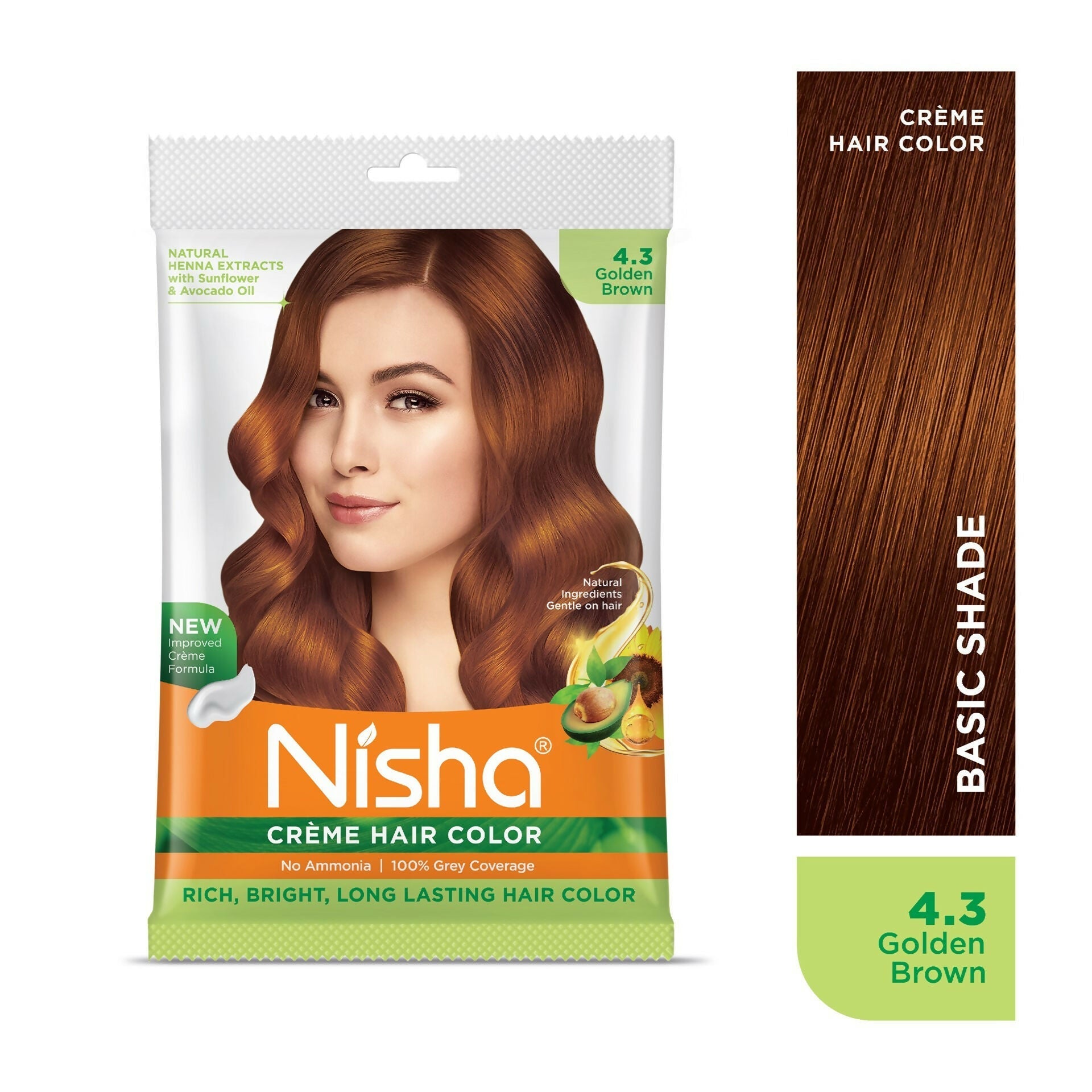 Nisha Creme Hair Color for Women - Golden Brown | Grocsy