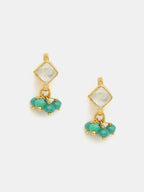Ruby Raang Diamond Pearl Dangling Earrings | Grocsy