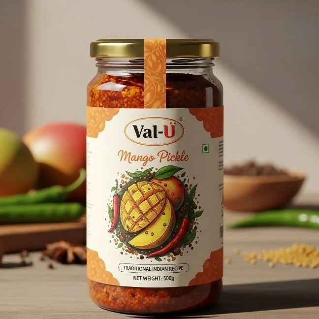 Val-U Organics Mango Pickle (Aam Ka Achaar) | Grocsy