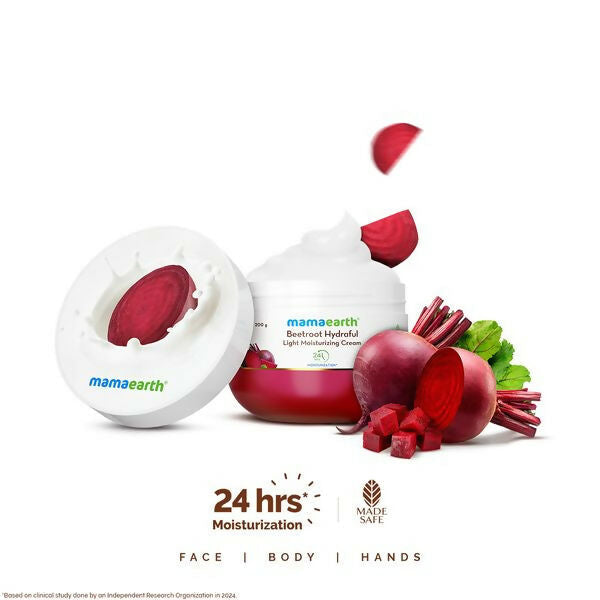 Mamaearth Beetroot Hydraful Light Moisturizing Cream with Beetroot & Hyaluronic Acid For Hydrated Pink Glow | Grocsy