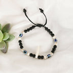 NVR Men & Women Pearl Evil Eye Adjustable Bracelet | Grocsy