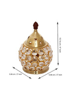 eCraftIndia Gold-Toned & Transparent Crystal & Brass Akhand Diya | Grocsy