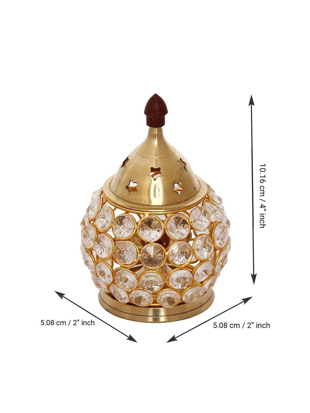 eCraftIndia Gold-Toned & Transparent Crystal & Brass Akhand Diya | Grocsy