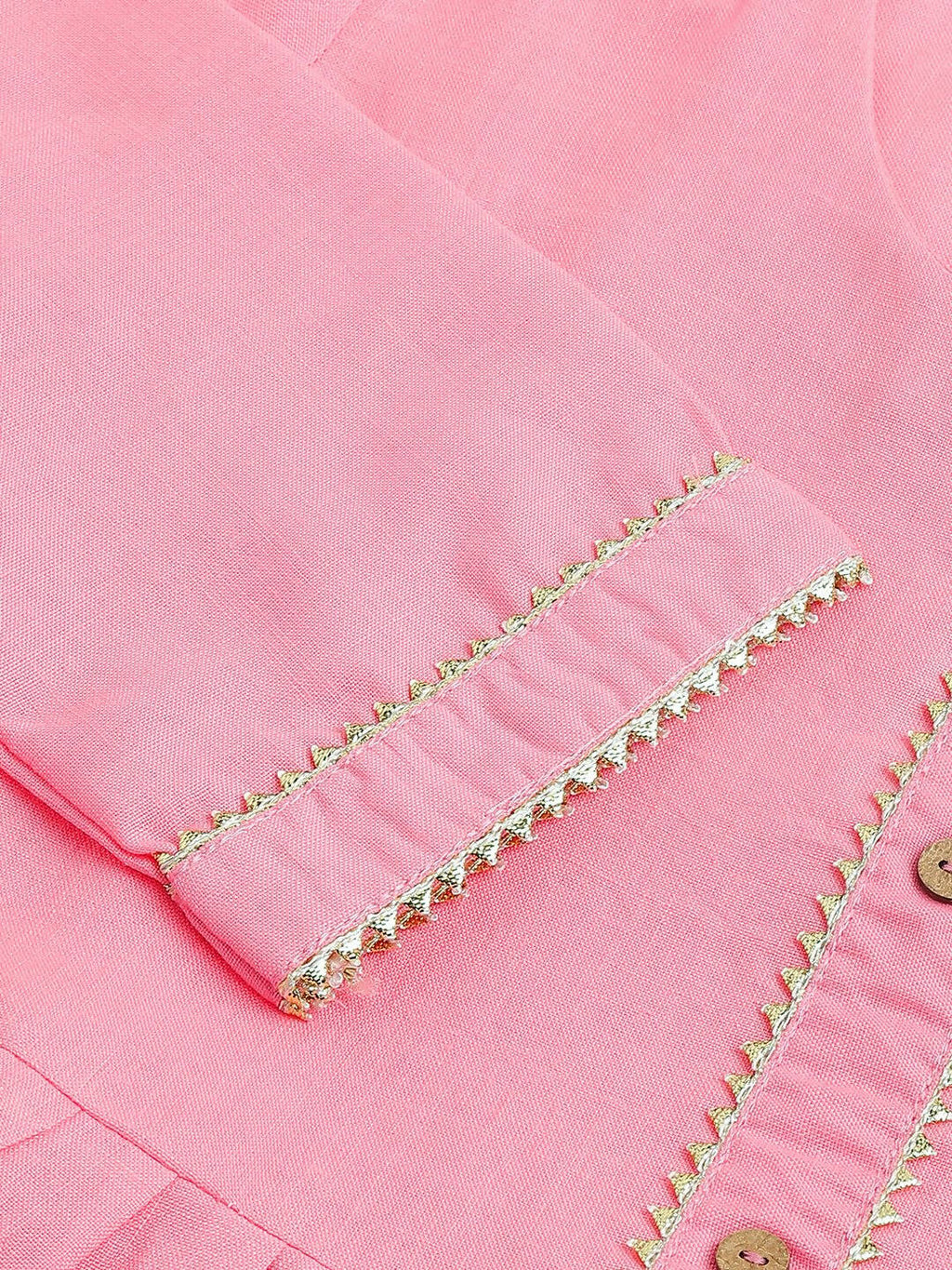 Pink Poly Cotton Solid Nayra Cut Kurta - Tirtha | Grocsy