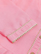 Pink Poly Cotton Solid Nayra Cut Kurta - Tirtha | Grocsy