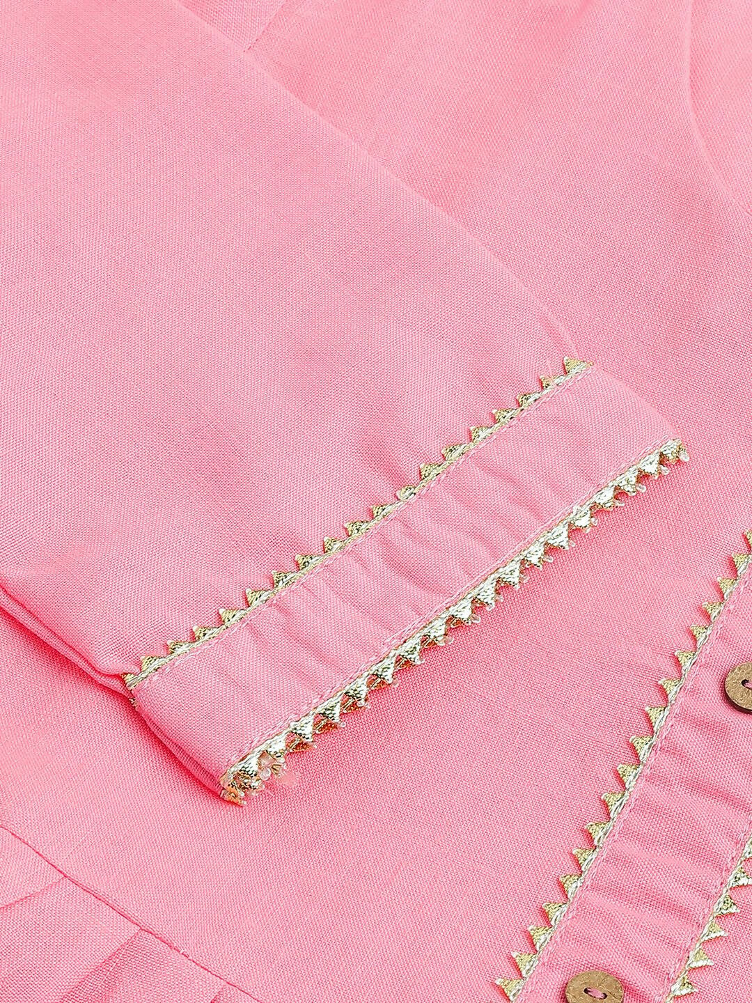 Pink Poly Cotton Solid Nayra Cut Kurta - Tirtha | Grocsy