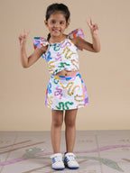 Snakes and Ladders Girls Multi Color Snake Print Top and Shorts Set from Siblings Collection | Grocsy