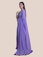 Suta Lavender Solid Mul Saree | Grocsy