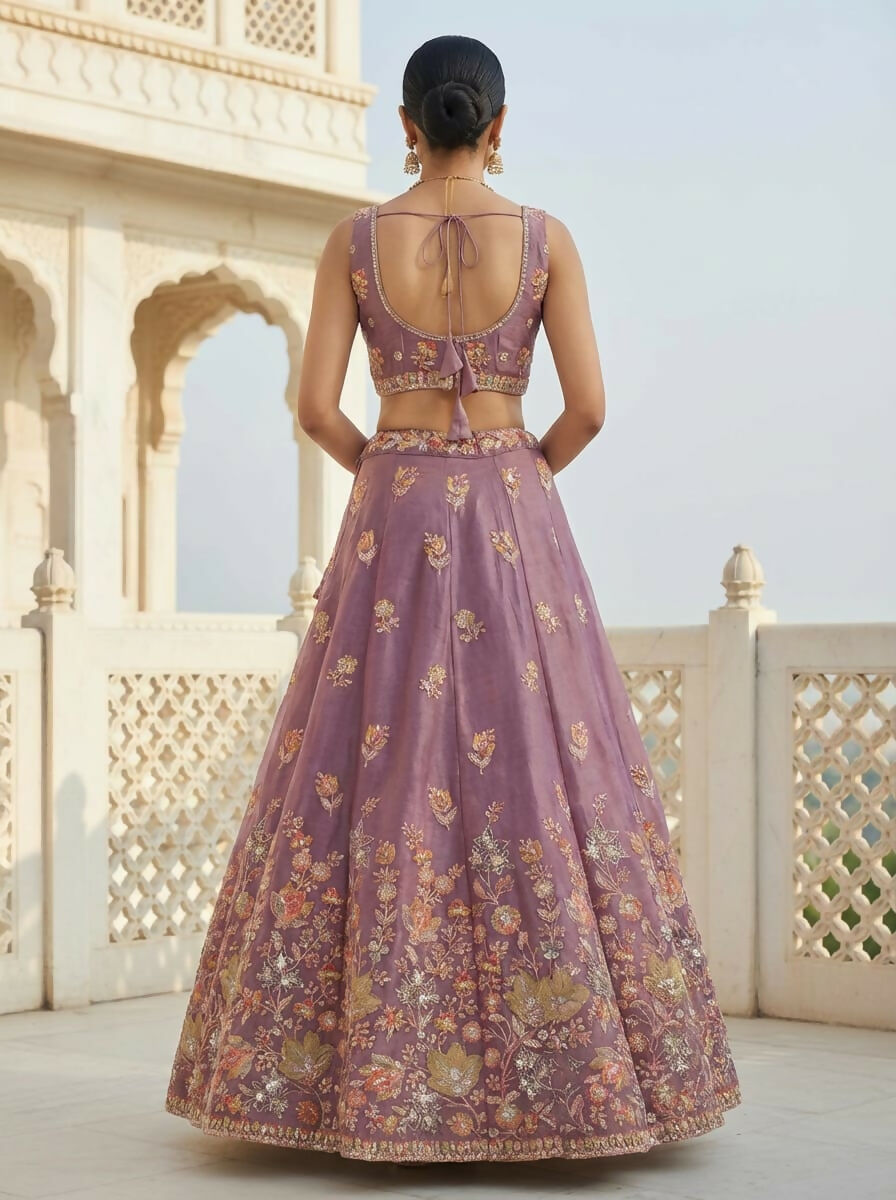 Lehenga Mart Designer Indian Wedding Lehenga Choli-Lavender | Grocsy