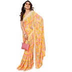 Women's Partywear Designer Yellow Georgette Fancy Saree - Satrangi | Grocsy