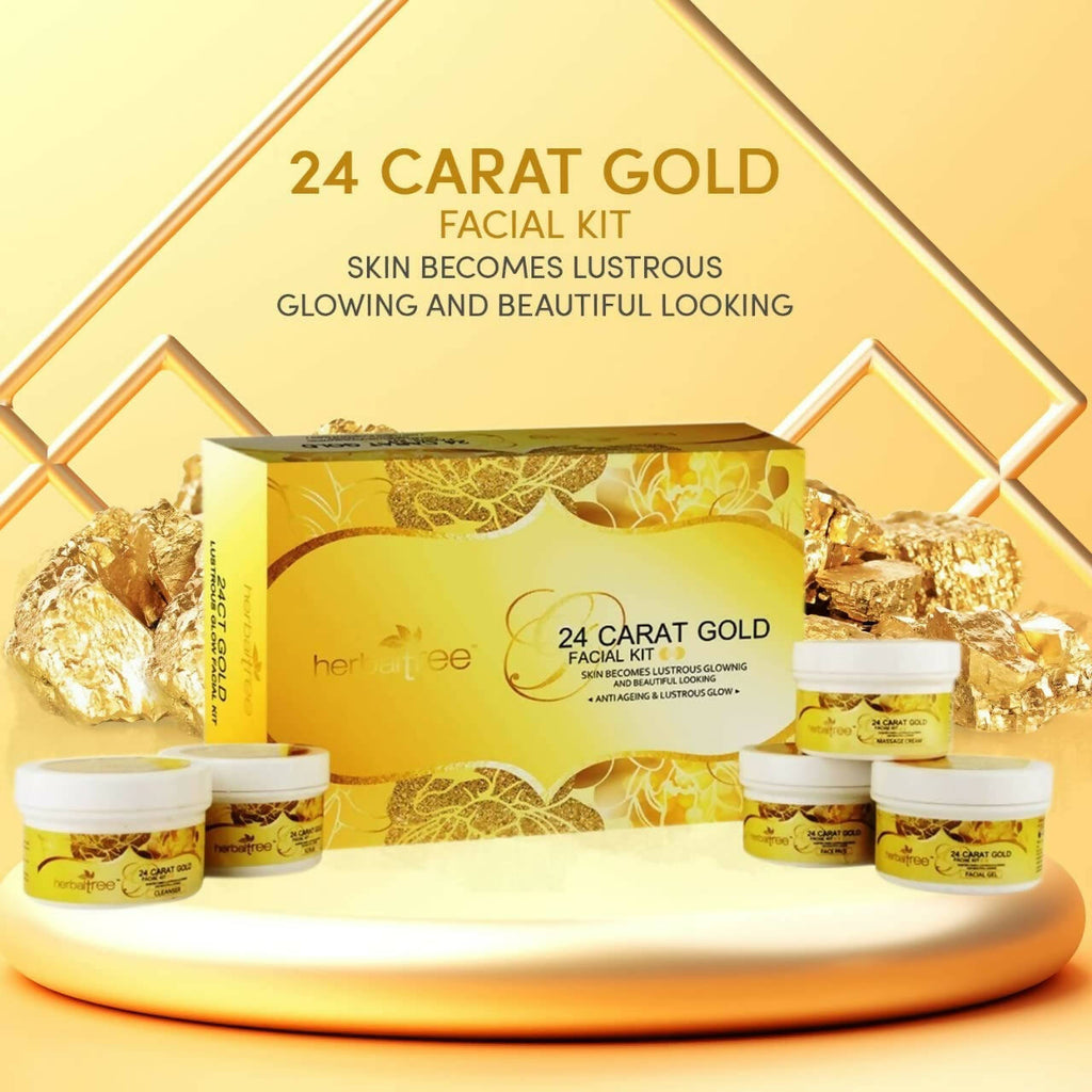 Herbal Tree 24 Carat Gold Facial kit For Anti-Ageing, Gold Radiance & Instant Glow | Grocsy