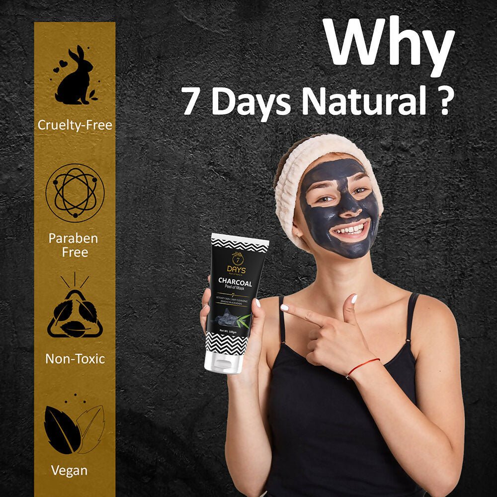 7 Days Activated Charcoal Face Mask - Peel Off - No Parabens & Mineral Oils | Grocsy