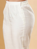 BohoJazz Nazm Embroidered Kurta Pants with Dupatta - Ivory | Grocsy