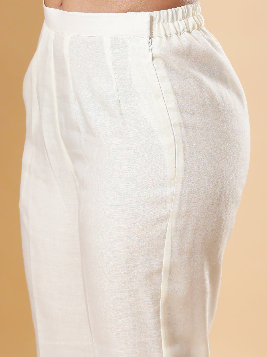 BohoJazz Nazm Embroidered Kurta Pants with Dupatta - Ivory | Grocsy