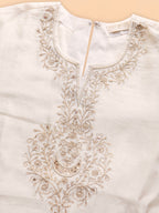 BohoJazz Sunehri Embroidered Kurta Pants with Dupatta - Ivory | Grocsy