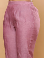 BohoJazz Nazm Embroidered Kurta Pants with Dupatta - Mauve | Grocsy