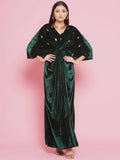 Women Republic Green Velvet Hand Embellished Gown | Grocsy