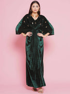Women Republic Green Velvet Hand Embellished Gown | Grocsy