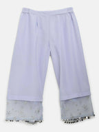 Ahalyaa Blue Crepe Silver Glitter Print Kids Kurta Palazzo Set With Dupatta For Girls | Grocsy