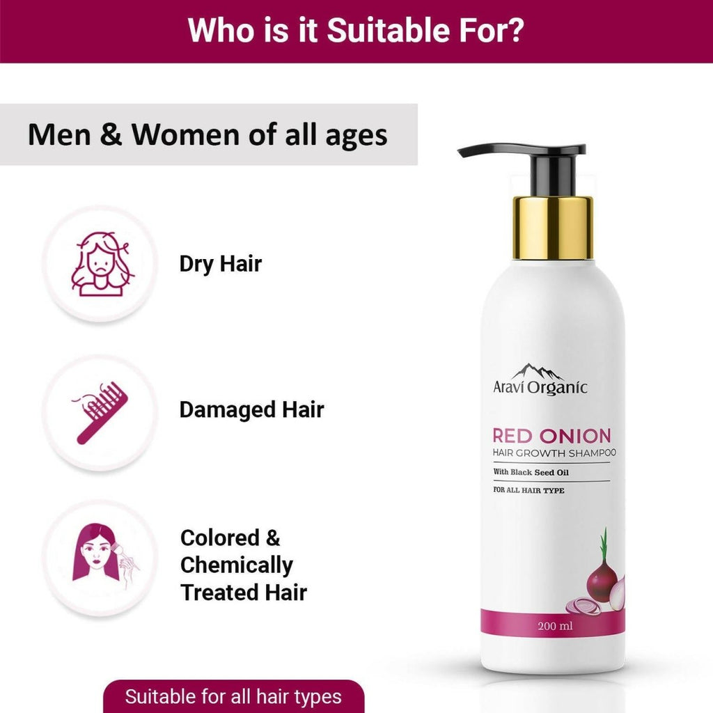 Aravi Organic Onion Hair Shampoo for Hair Growth and Hair Fall Control | Grocsy