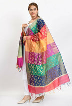 Mominos Fashion Moeza Women's Banarsi Silk Floral Woven Design Multi Dupatta | Grocsy