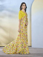 Yellow Georgette Designer Printed Ready to Wear Saree - Samyana | Grocsy