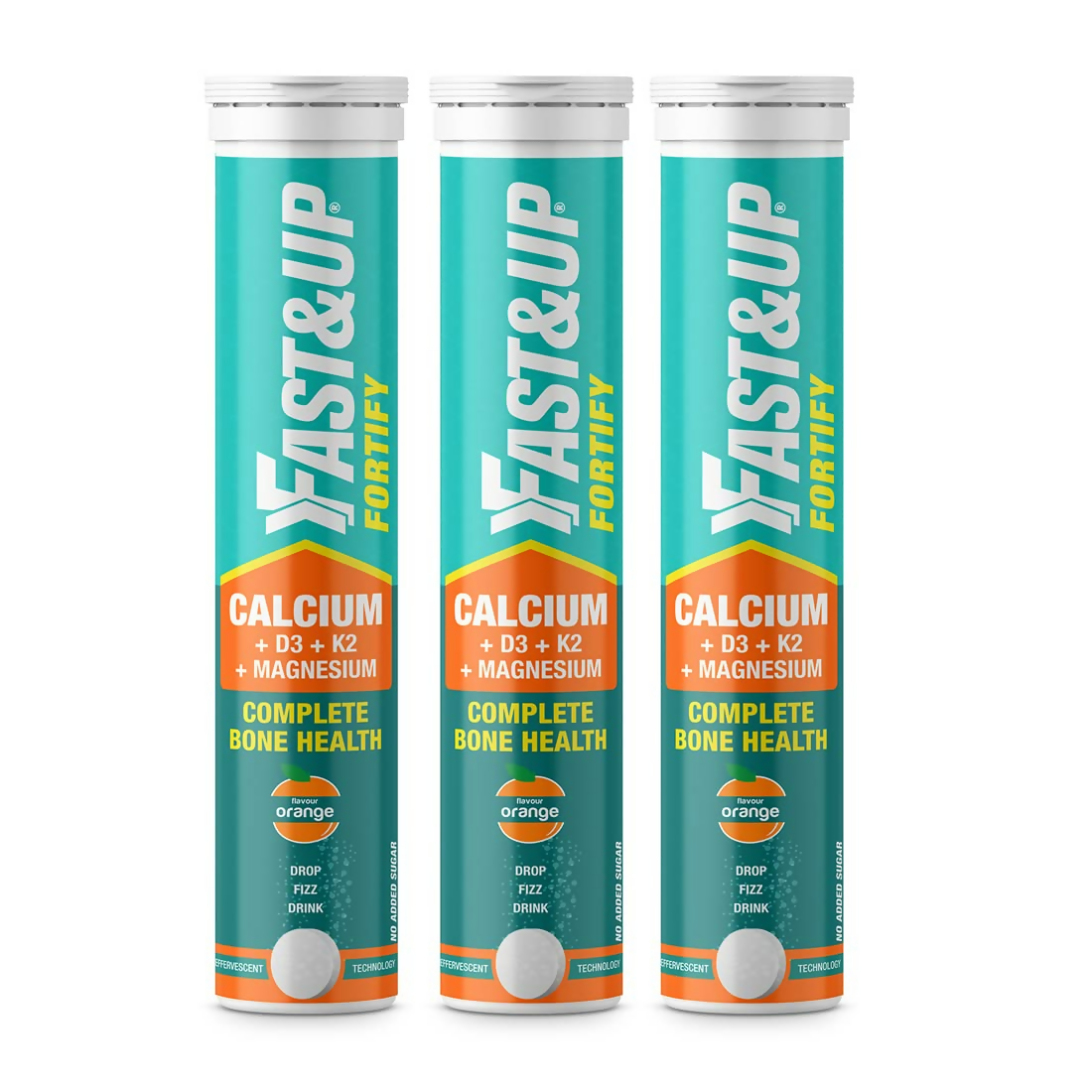 Fast&Up Fortify - Calcium with Essential Vitamin D3 Tablets - Orange Flavour | Grocsy