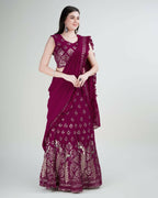 Pink Georgette Sequence Embroidered Lehenga Choli with Dupatta - Tanya | Grocsy