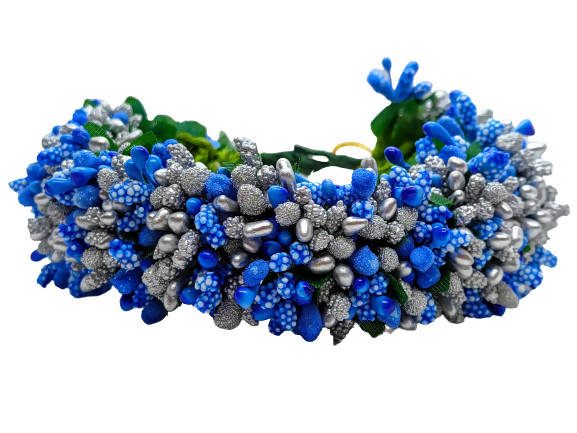 Blue & Silver Pollens Bridal Hair Gajra | Grocsy