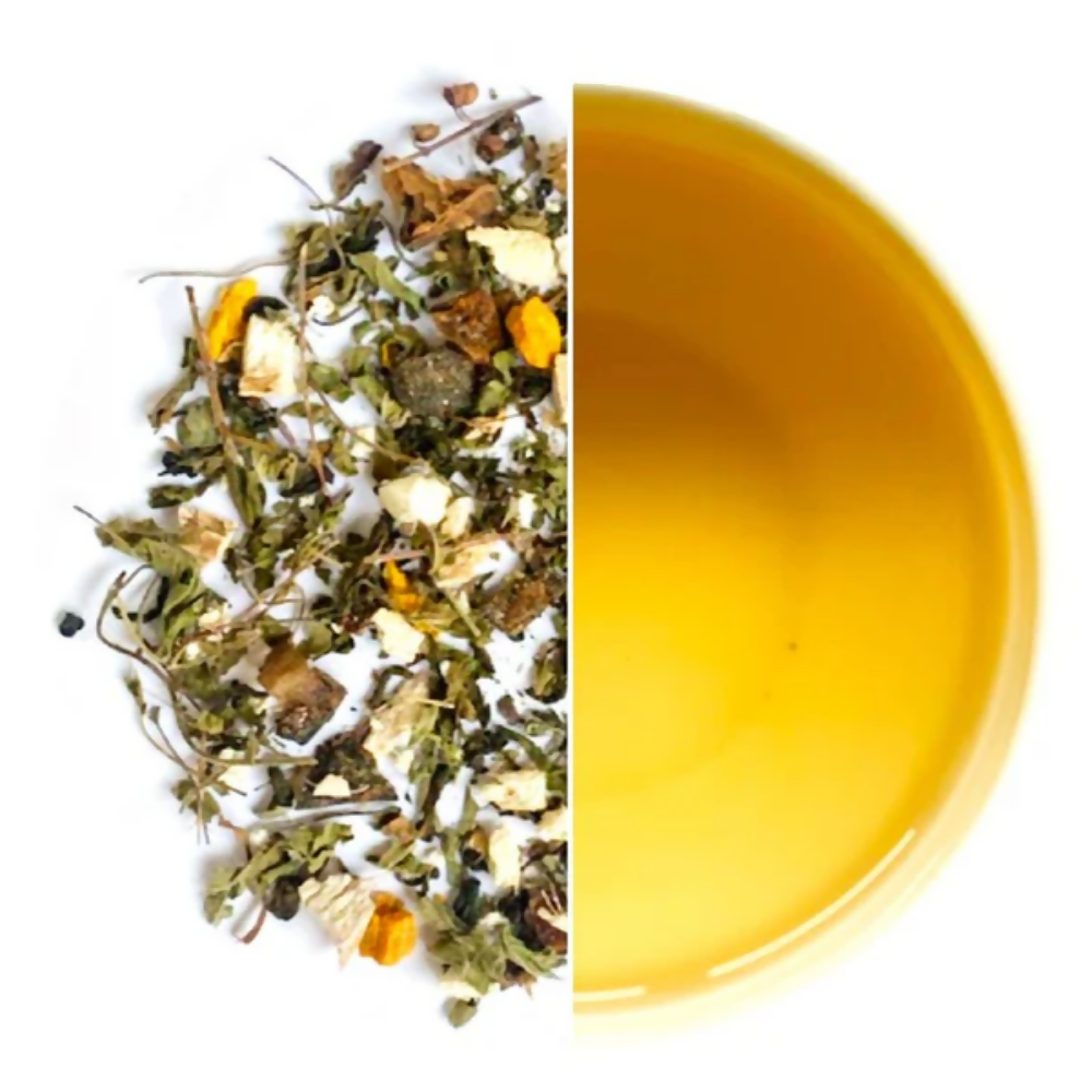 Tassyam Organics Tulsi Ginger Lemon Haldi Green Tea | Grocsy