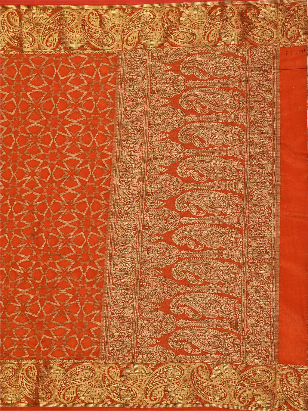Mimosa Women's Rust Orange Patola Art Silk Saree | Grocsy