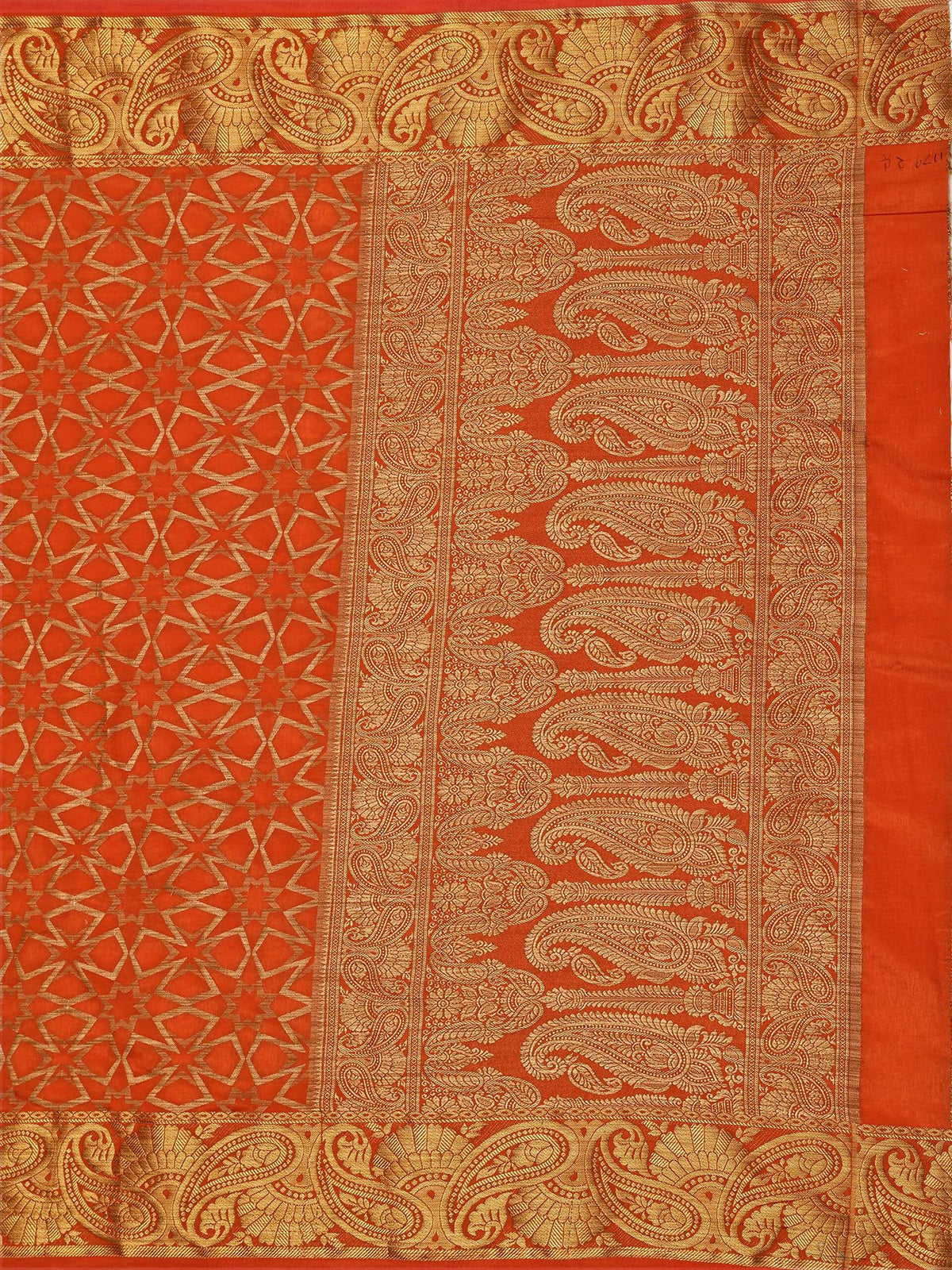 Mimosa Women's Rust Orange Patola Art Silk Saree | Grocsy