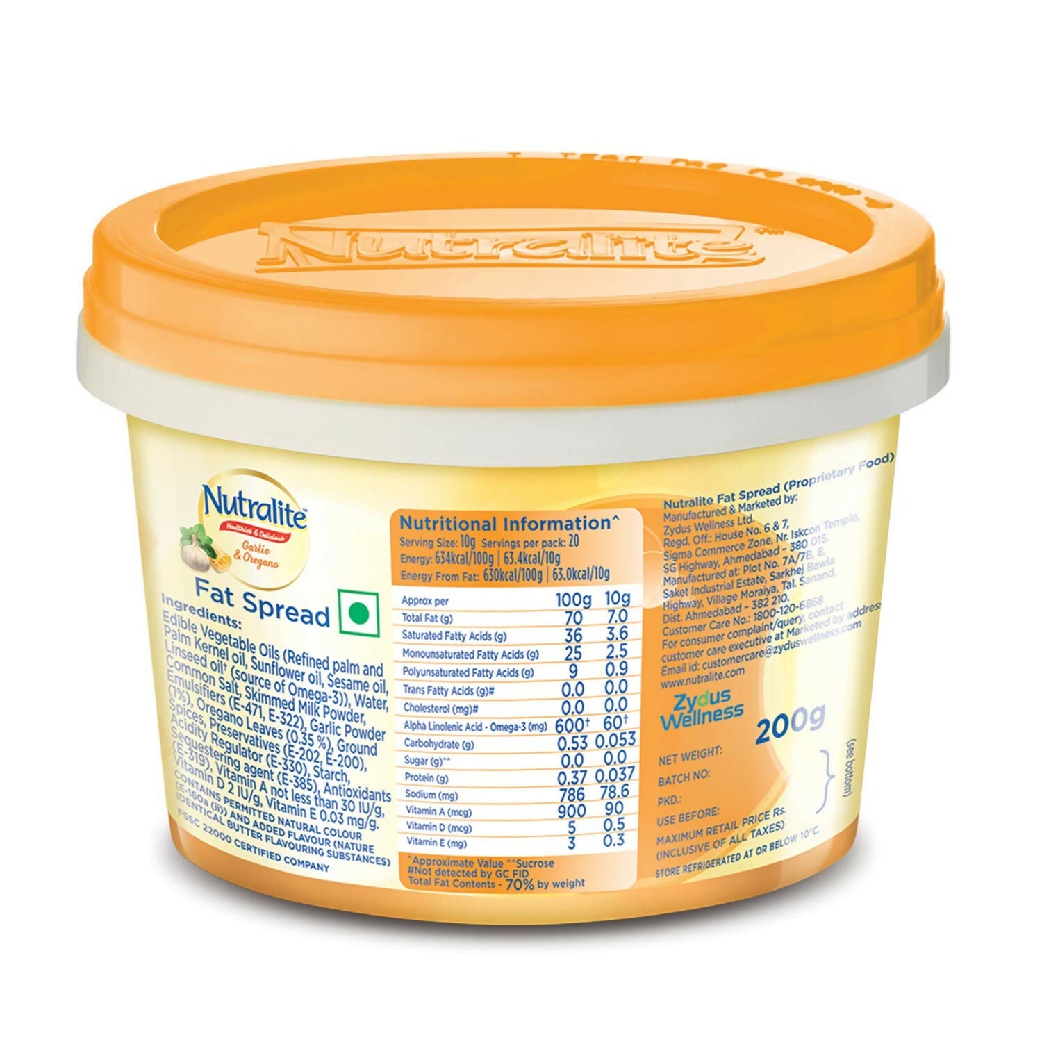 Nutralite Fat Spread - Garlic and Oregano Tub | Grocsy