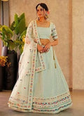 Lehenga Mart Sky Star Faux Georgette Designer Bollywood Style Wedding Wear Lehenga Choli | Grocsy