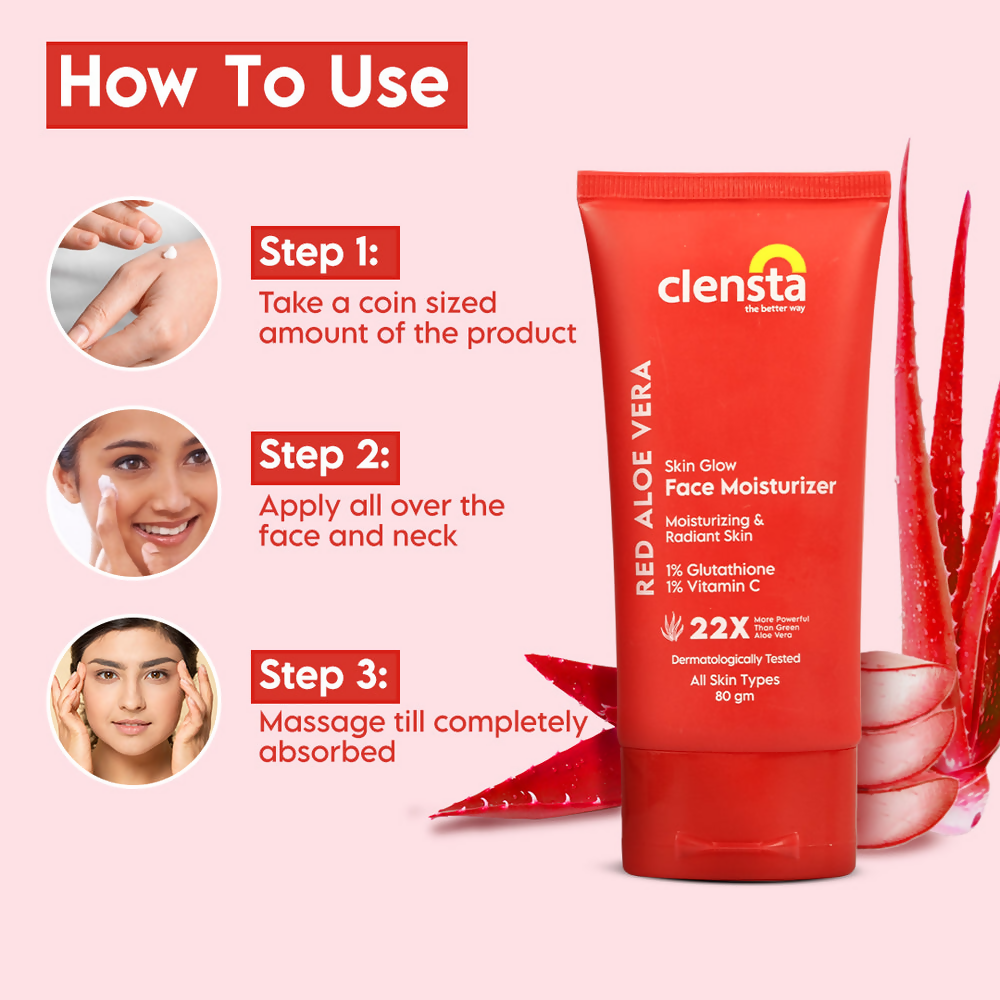 Clensta Red Aloe Vera Skin Glow Face Moisturizer | Grocsy