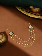 Ruby Raang Gold Green Meenakari & Pearl Hair Jewelry | Grocsy