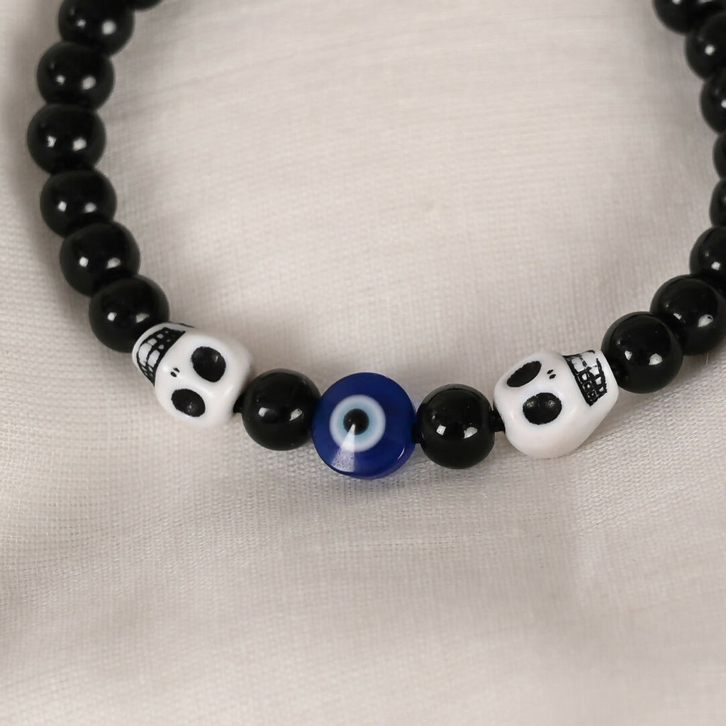 NVR Men & Women Black Evil Eye Adjustable Bracelet | Grocsy