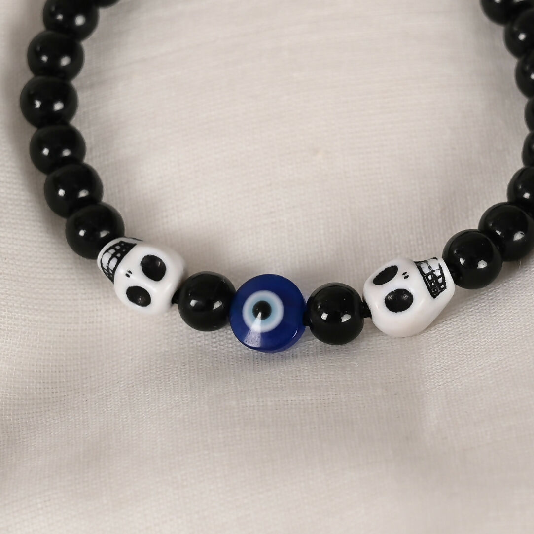 NVR Men & Women Black Evil Eye Adjustable Bracelet | Grocsy