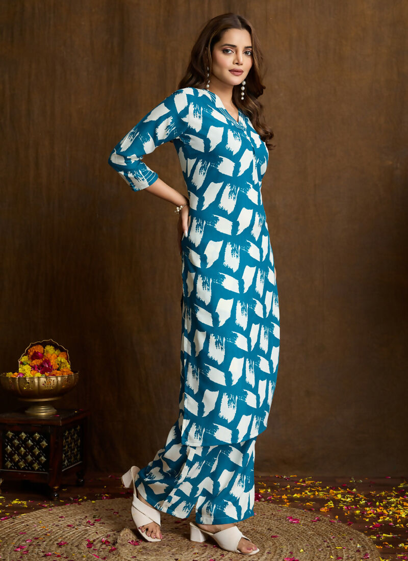 Prazu Fashion Rama Printed Cotton Blend Kurta Pant Set | Grocsy