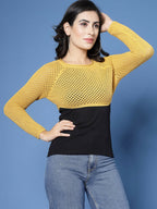 Women Winter Yellow Cotton Pullover - Wool Trees | Grocsy