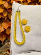 Inhanns Noor-E-Jalwa – Handmade Crystal Bead Necklace / Necklace With Earrings -Adjustable - Yellow | Grocsy