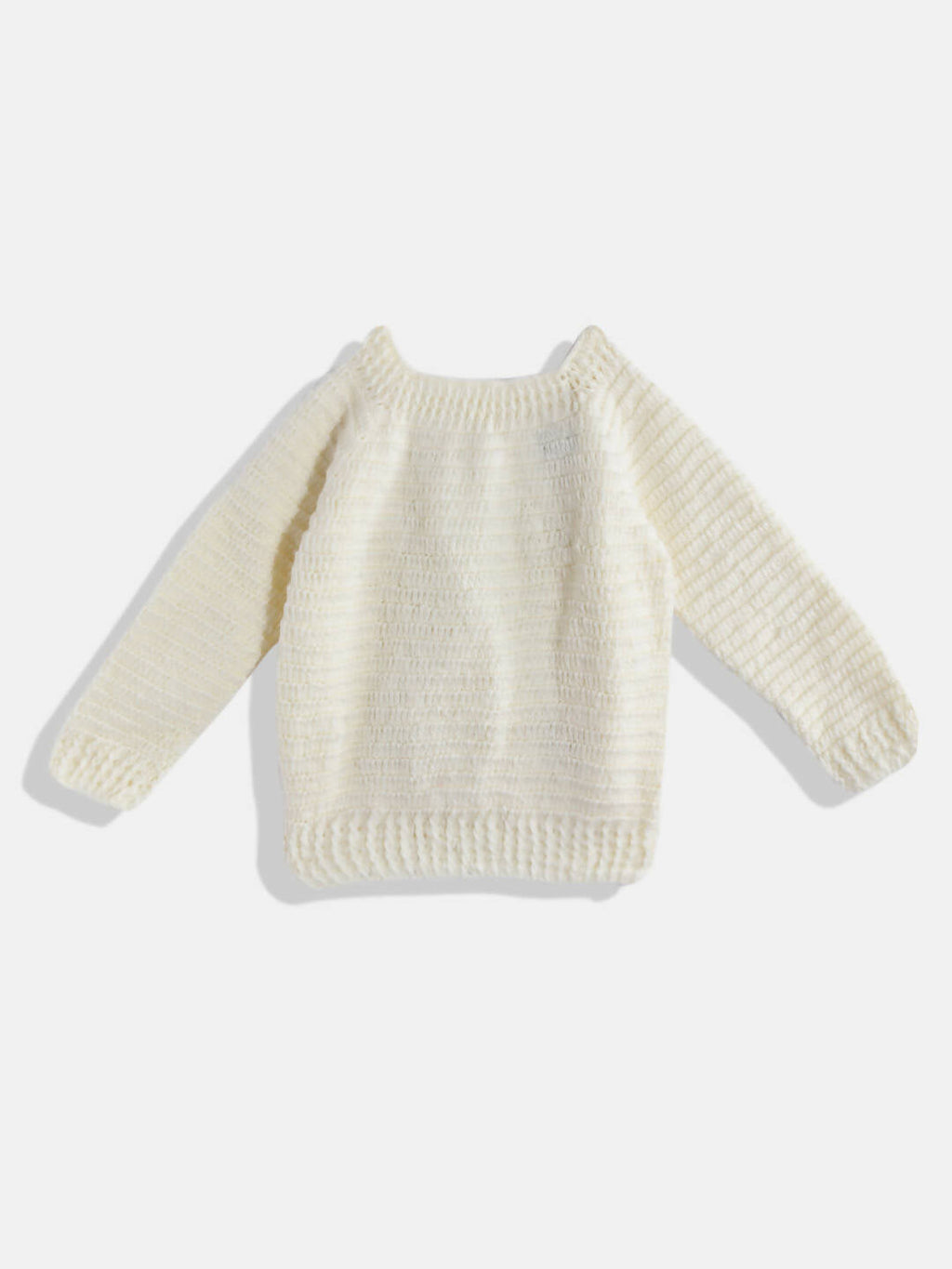 Chutput Kids Woollen Hand Knitted Full Sleeves Deer Detail Sweater For Baby Boys - Cream | Grocsy