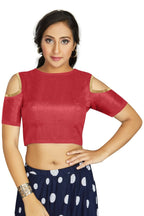 Aastha Fashion Women's Gajri Art Silk Cold Shoulder Sleeve Readymade Blouse | Grocsy