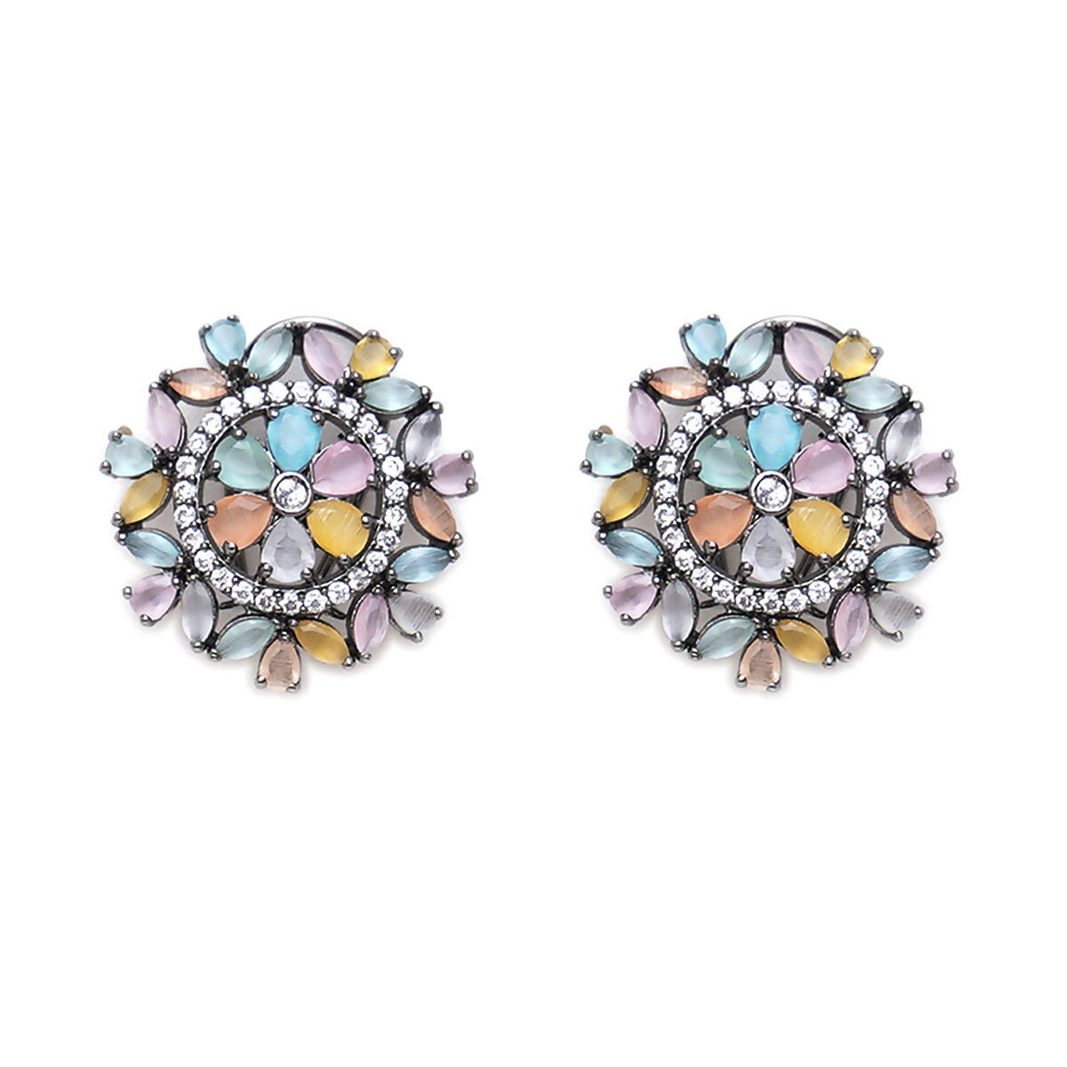 Blush Flower Stone Studs- Ruby Raang | Grocsy