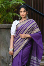 Beatitude Violet Cotton Handloom Saree | Grocsy