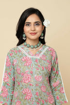 Designer Stylish Pink Cotton Blend Stitched Suit With Dupatta - Tanisha | Grocsy