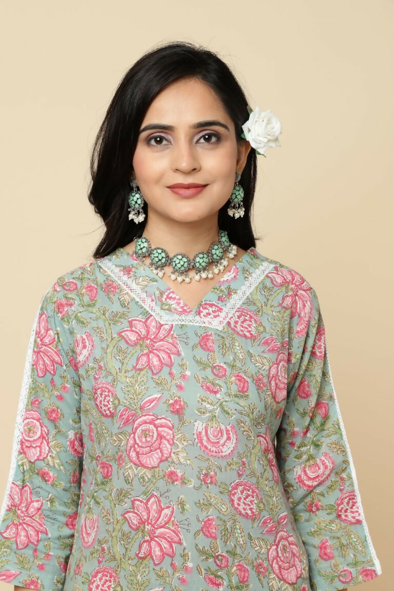 Designer Stylish Pink Cotton Blend Stitched Suit With Dupatta - Tanisha | Grocsy