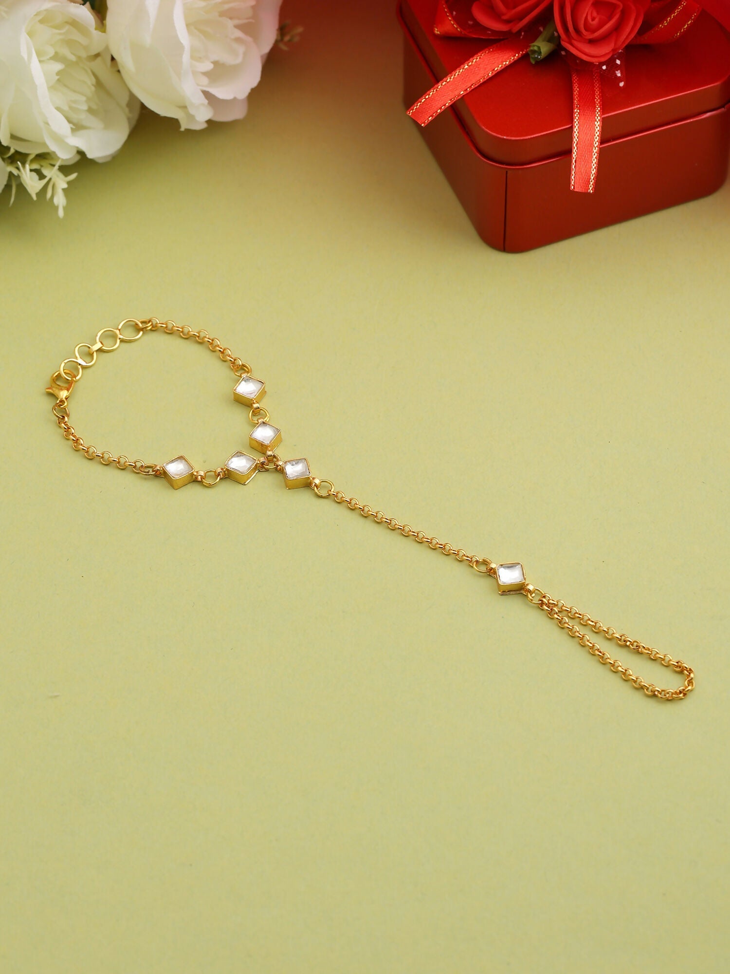 Ruby Raang Noor Minimal Gold Hand Chain | Grocsy