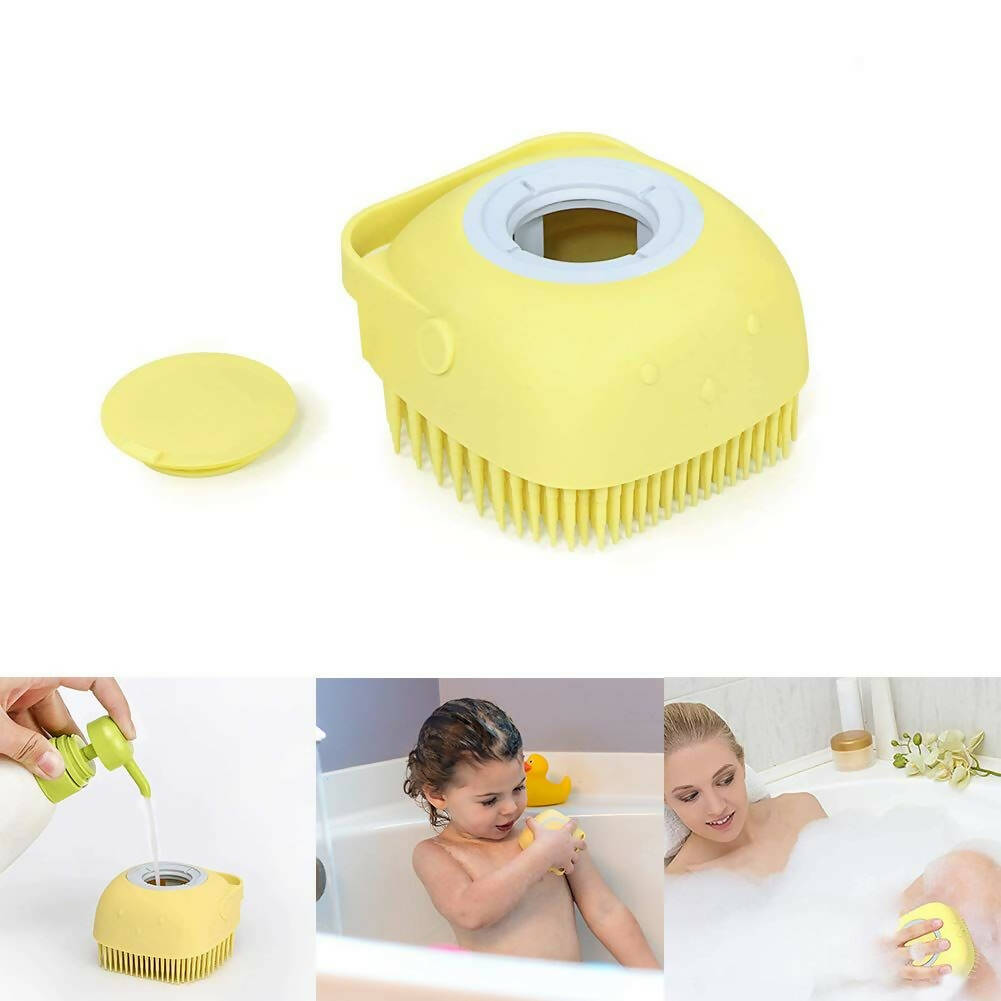 Favon Silicon Soft Cleaning Body Bath Brush with Shampoo Dispenser Scrubber for Cleansing and Dead Skin Removal | Grocsy