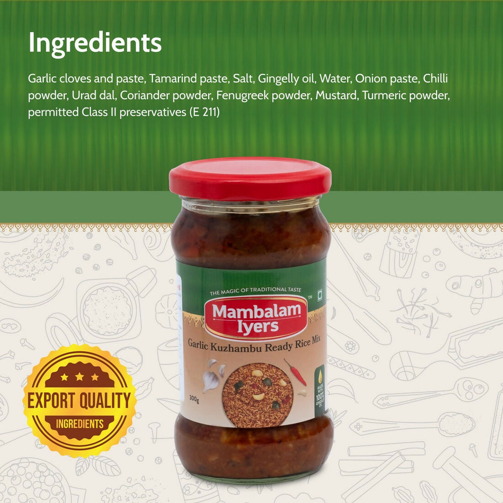 Mambalam Iyers Garlic Kuzhambu Ready Rice Mix | Grocsy